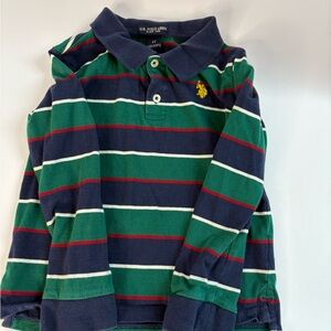 U.S. Polo Assn. Kids Polo Shirt in Green, Blue, and Red Stripes